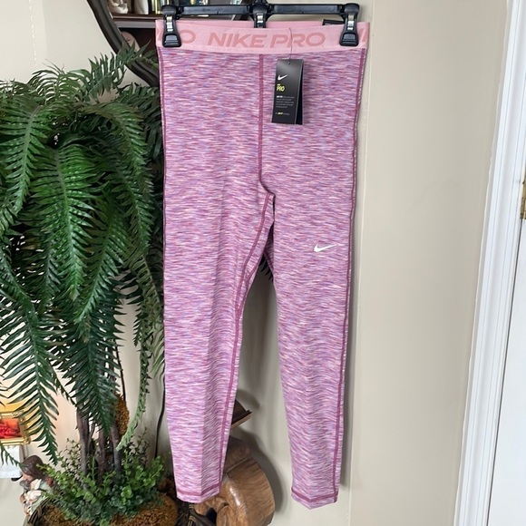 Brand New Nike Pro Dri-Fit Tight Fit Crop Length Training Pink Multi Leggings - Picture 1 of 13